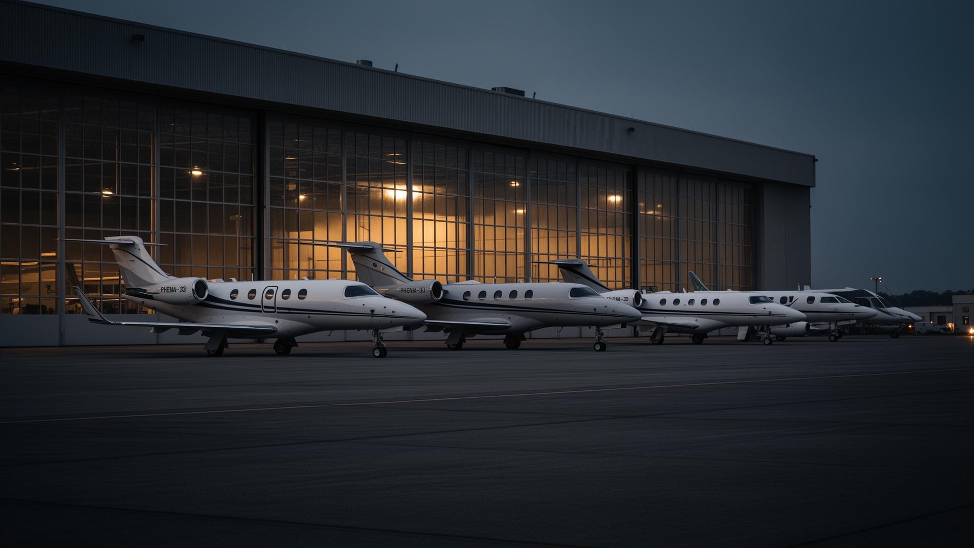 Private jets on the ramp